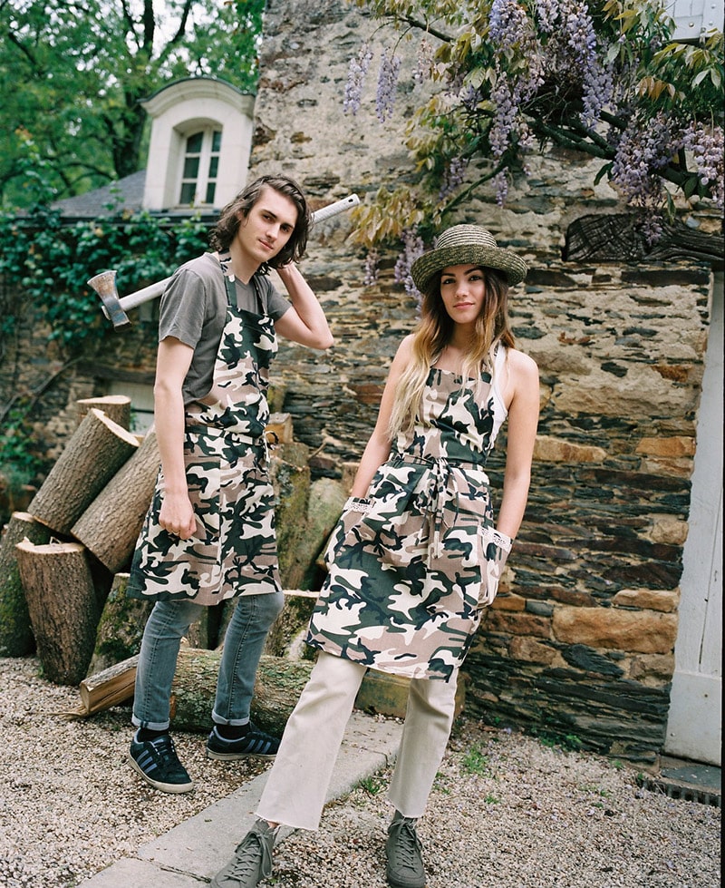 Couple de tabliers – tabliers camouflage – tablier tissu militaire – tabliers élégants – ZEZETTE by Montmartre
